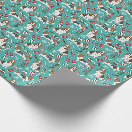 Papier Cadeau Enveloppe cadeau de Noël de Basset Hound (Coin)