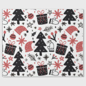 Papier Cadeau Enveloppe cadeau de Noël noir et rose élégant (Plat)