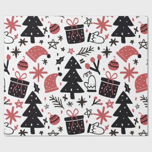 Papier Cadeau Enveloppe cadeau de Noël noir et rose élégant (Plat)