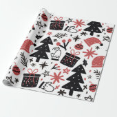 Papier Cadeau Enveloppe cadeau de Noël noir et rose élégant (Déroulé)