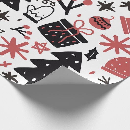 Papier Cadeau Enveloppe cadeau de Noël noir et rose élégant (Coin)