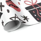 Papier Cadeau Enveloppe cadeau de Noël noir et rose élégant (Coin rond)