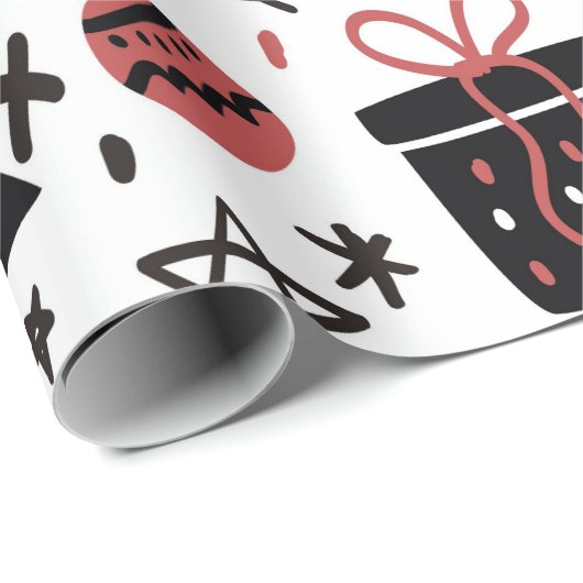 Papier Cadeau Enveloppe cadeau de Noël noir et rose élégant (Coin rond)