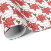 Papier Cadeau Enveloppe cadeau de Noël/Pointsets (Coin rond)