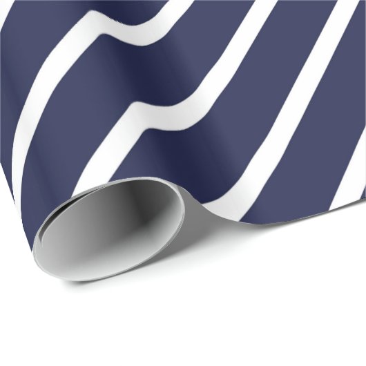 Papier Cadeau Enveloppe Cadeau Diagonal Bleu & Blanc (Coin rond)