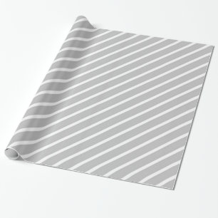 Papier Cadeau Enveloppe Cadeau Diagonale Gris Clair et Blanc