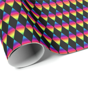 Papier Cadeau Enveloppe cadeau - Diamants arc-en-ciel sur noir