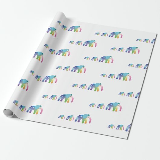 Papier Cadeau Enveloppe Cadeau Eléphant Arc-en-ciel pour enfants (Déroulé)