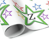 Papier Cadeau Enveloppe cadeau - Étoiles avec initial (Coin rond)