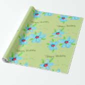 Papier Cadeau Enveloppe Cadeau Fleur Vert (Déroulé)