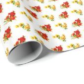 Papier Cadeau Enveloppe cadeau Floral Rouge et Jaune (Coin rond)