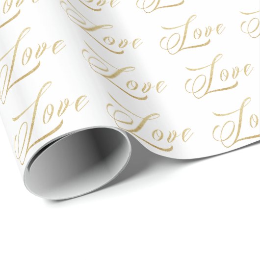 Papier Cadeau Enveloppe cadeau Gold Sparkle Love (Coin rond)