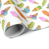 Papier Cadeau Enveloppe cadeau Motif crème glacée colorée (Coin rond)