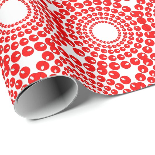 Papier Cadeau Enveloppe cadeau - Perles rouges en cercles (Coin rond)