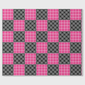 Papier Cadeau Enveloppe cadeau Pink and Black Plaid (Plat)