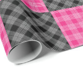 Papier Cadeau Enveloppe cadeau Pink and Black Plaid (Coin rond)