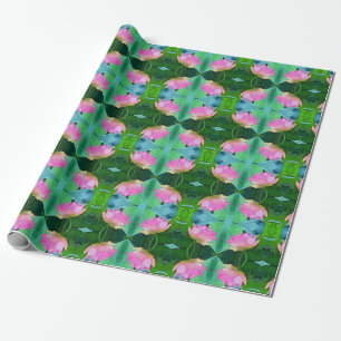 Papier Cadeau Enveloppe cadeau Rouleau rose Aquarelle Lotus