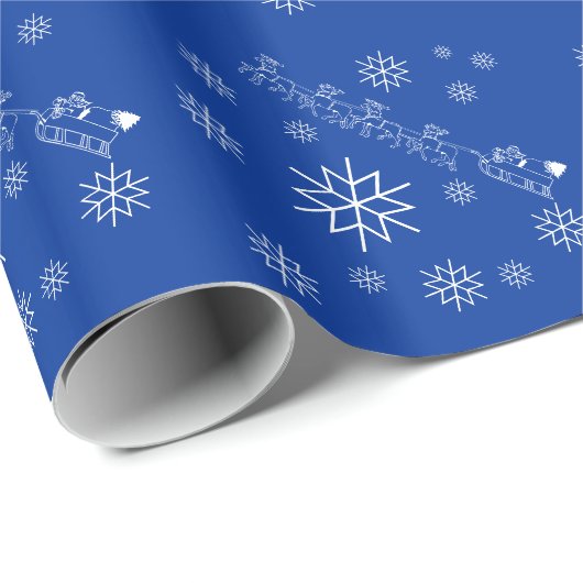 Papier Cadeau Enveloppe cadeau - Santa Clause, Sleigh, Snowflake (Coin rond)
