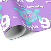 Papier Cadeau Enveloppe d'anniversaire d'âge et de nom d'art de (Coin rond)