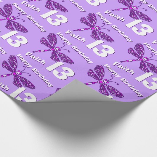 Papier Cadeau Enveloppe d'anniversaire de nom pourpre d'âge (Coin)