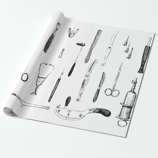 Papier Cadeau Enveloppe de cadeau antique d'instruments médicaux (Déroulé)