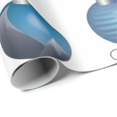 Papier Cadeau Enveloppe de cadeau bleue argentée de Noël de (Coin rond)