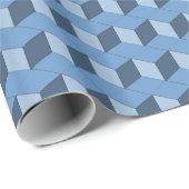 Papier Cadeau Enveloppe de cadeau - blocs 3D dans le bleu (Coin rond)