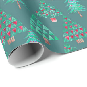 Papier Cadeau Enveloppe de cadeau d'arbre de Noël d'aquarelle d