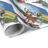 Papier Cadeau Enveloppe de cadeau de Mooseski de Noël (Coin rond)