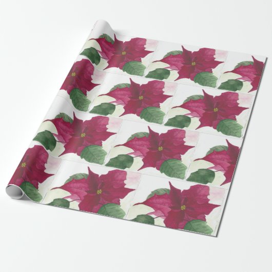Papier Cadeau Enveloppe de cadeau de Noël de poinsettia (Déroulé)