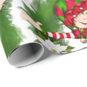 Papier Cadeau Enveloppe de cadeau de Noël d'Elf de Noël (Coin rond)