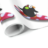 Papier Cadeau Enveloppe de cadeau de pingouin de snowboarding (Coin rond)