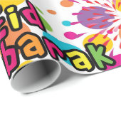 Papier Cadeau Enveloppe de cadeau d'éclaboussure d'Eid Mubarak (Coin rond)