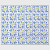 Papier Cadeau Enveloppe de cadeau florale bleue et jaune (Plat)