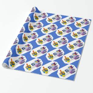 Papier Cadeau Enveloppe de cadeau heureuse de Hanoukka Dreidls
