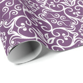 Papier Cadeau Enveloppe de cadeau pourpre et blanche de damassé (Coin rond)