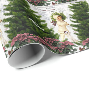Papier Cadeau Enveloppe de cadeau rose de tuile de poinsettias