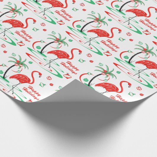 Papier Cadeau Enveloppe de cadeau rouge de Flamant rose de Noël (Coin)