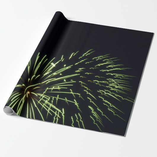 Papier Cadeau Enveloppe de cadeau verte de feux d'artifice (Déroulé)