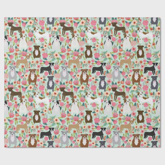 Papier Cadeau Enveloppe de cadeaux floraux Pitbull - enveloppeme (Plat)