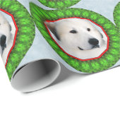 Papier Cadeau Enveloppe de Noël de guirlande de Grands Pyrénées (Coin rond)