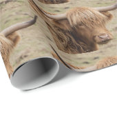 Papier Cadeau Enveloppe des montagnes écossaise de vache (Coin rond)