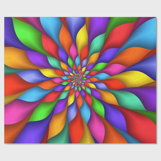 Papier Cadeau Enveloppe en spirale psychédélique vive lumineuse (Plat)