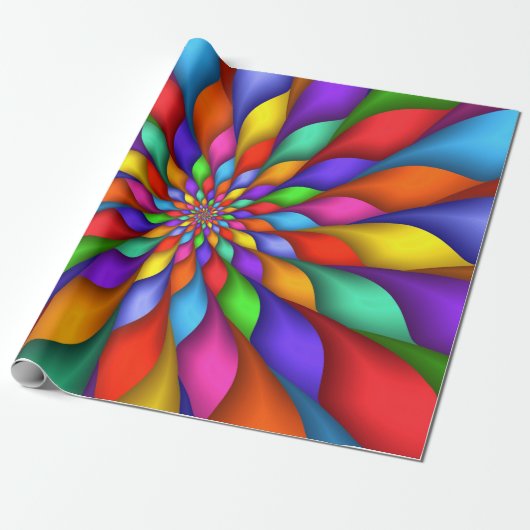 Papier Cadeau Enveloppe en spirale psychédélique vive lumineuse (Déroulé)