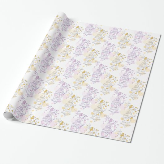 Papier Cadeau Enveloppe mariage violet rose jaune gris (Déroulé)