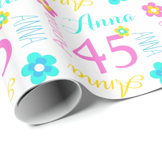 Papier Cadeau Enveloppe nommée faite sur commande d'anniversaire (Coin rond)