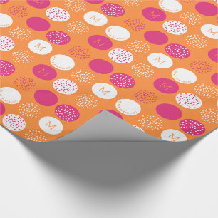 Papier Cadeau Enveloppe orange de rose de monogramme de joyeux