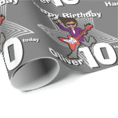 Papier Cadeau Enveloppe rockstar anniversaire gris de nom de (Coin rond)