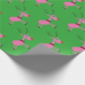 Papier Cadeau Enveloppe rose et verte de renne (Coin)