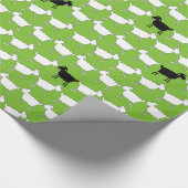 Papier Cadeau Enveloppe verte noire et blanche de moutons (Coin)